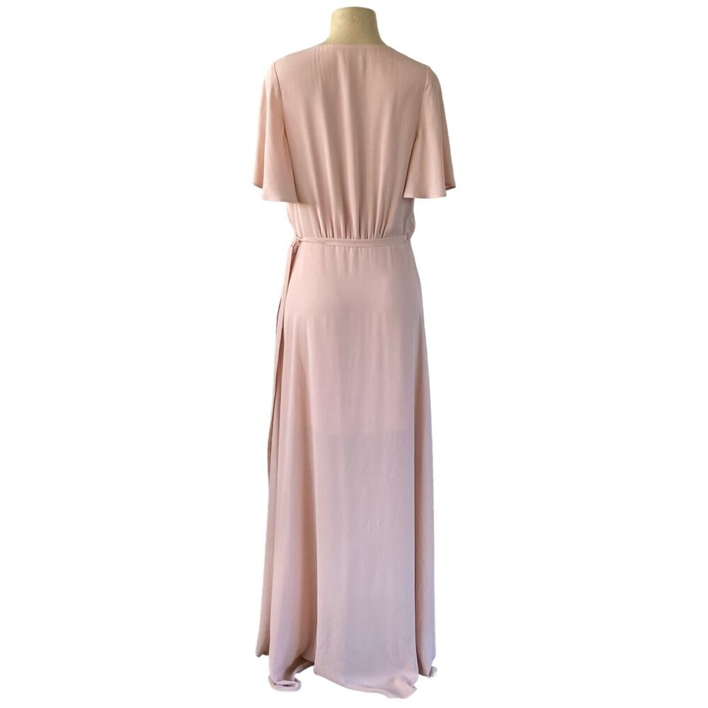 Show Me Your Mumu Sophia Wrap Dress Large Light Pink V Neck Maxi Flutter Sleeve - Picture 2 of 8